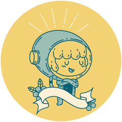 icon of tattoo style woman in astronaut suit © lineartestpilot