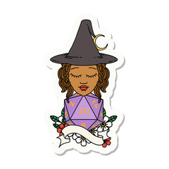 human mage with natural twenty dice roll sticker