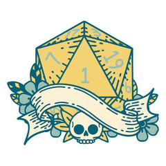 natural one d20 dice roll illustration