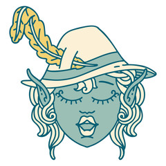 elf bard character face illustration