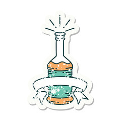 grunge sticker of tattoo style beer bottle