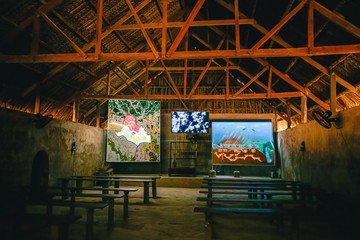 Cu Chi tunnel, historic famous place in Vietnam war, army dig underground dug out to living, now...