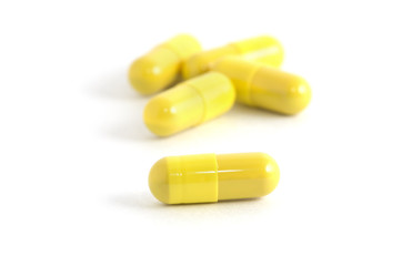 Medical capsules isolated on white background