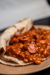 Banked beans and Sausages