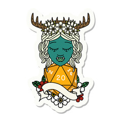 half orc druid character with natural 20 dice roll sticker