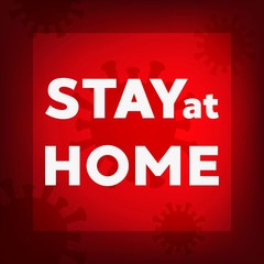 Stay at home text on red background