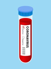 Blood sample test tube, positive coronavirus vector