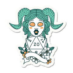 tiefling with natural twenty dice roll sticker