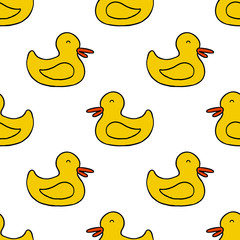 rubber duck seamless doodle pattern