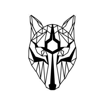Abstract geometric Japanese Kitsune fox and wolf mask. Vector illustration.
