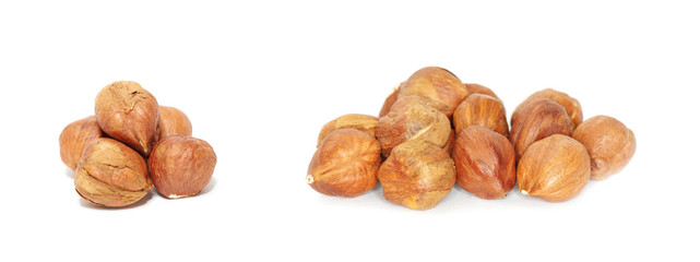 hazelnuts isolated on white background