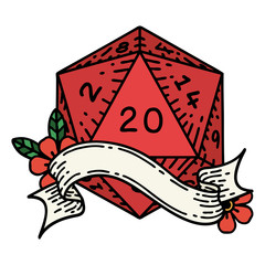 natural twenty D20 dice roll illustration