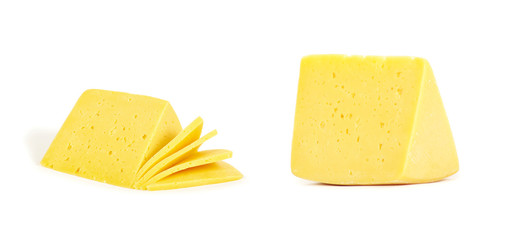 piece of cheese isolated on a white background