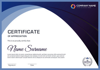 Creative multipurpose diploma certificate professional template design for all types company