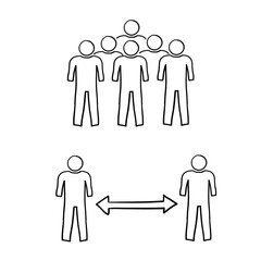 hand drawn social distancing icon illustration symbol for coronavirus outbreak prevention with doodle style