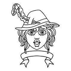 human bard character with banner illustration