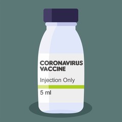 coronavirus vaccine bottle, coronavirus vaccine vector, vector illustration.