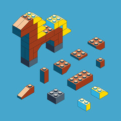 Blocks and elements to create funny figures. Flat design.