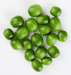 Group of green coffee beans