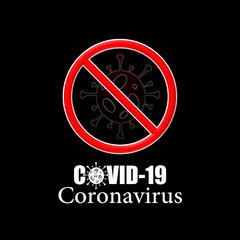 Fototapeta premium Illustration : Covid-19 symbol or icon with black or dark background 