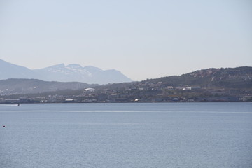 tromso tromsø  water travel tourism sea coast nature port blue landscape sky harbor architecture europe boatship mountain summer bay view city beautifull and mark mediterranean vacation town