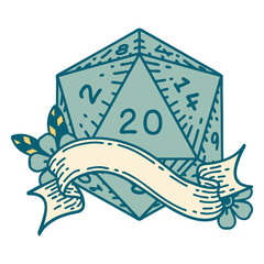 natural twenty D20 dice roll illustration