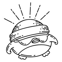 traditional black line work tattoo style cool robin