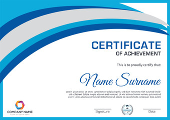 Modern blue  certificate template