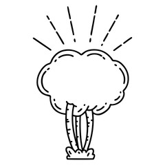 traditional black line work tattoo style tree