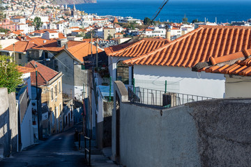 Narrow Street Funchal With City