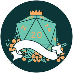 natural twenty D20 dice roll icon