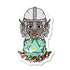 elf fighter with natural twenty dice roll illustration