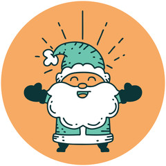 icon of tattoo style happy santa claus christmas character