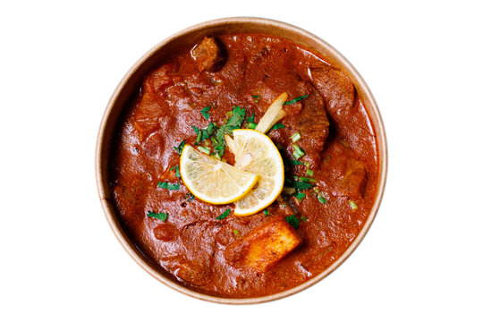 Indian Food. Indian chicken jalfrezi curry in balti dish