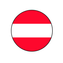 Austria Flag Button rounded on isolated white for European push button concepts. 