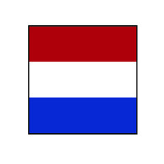 Netherlands (Holland) Flag Button square on isolated white for European push button concepts. 