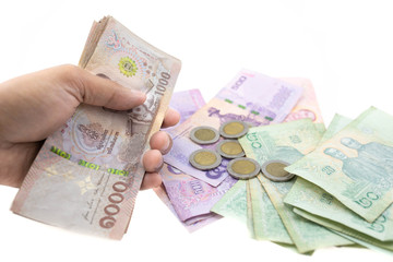 Thai Baht banknotes, Business and finance concept.