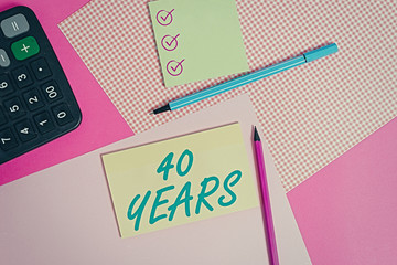 Word writing text 40 Years. Business photo showcasing Remembering or honoring special day for being...