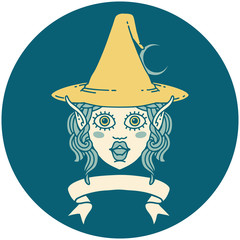 elf mage character face with banner illustration
