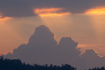 sunset orange and yellow cumulus clouds in a summer day pa