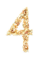 Number 4 made of pencil shavings