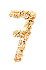 Number 7 made of pencil shavings