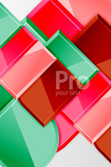 Glossy glass squares with round elements geometric composition. Abstract geometric background with 3d effect composition For Wallpaper, Banner, Background, Card, Book Illustration, landing page