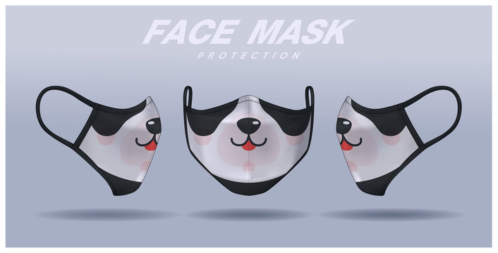 Face Mask Design Template, Dust Protection & Breathing Medical Respiratory.