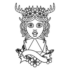 elf druid with natural twenty dice roll illustration
