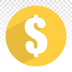 Money dollar sign or symbol on a transparent background