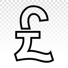 Pound currency sign or British pound sterling symbol on a transparent background