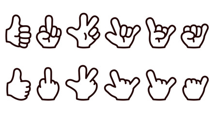 色々なハンドサインのイラスト