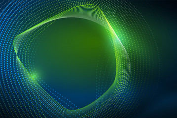Abstract particles, wave background, neon motion techno design