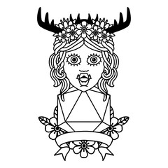 orc druid character with natural twenty dice roll illustration